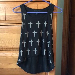 Black and Grey Cross Symbol Tank Top